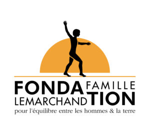 logo Fondation Famille Lemarchand - une silhouette marche en équilibre devant un soleil couchant